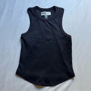 BEACH RIOT black rib knit crew scoop neck cropped sleeveless tank top